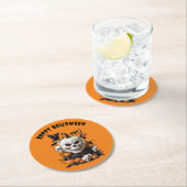 Enge Happy Halloween Skull ontwerp Ronde Kartonnen Onderzetter (Insitu)