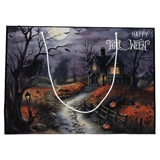 Enge Happy Halloween spookhuis Groot Cadeauzakje (Achterkant)