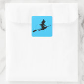 Enge heks en bezem vierkante sticker (Tas)