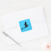 Enge heks en bezem vierkante sticker (Envelop)