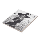 Enge heks en zwarte vleermuizen tegeltje (Zijkant)