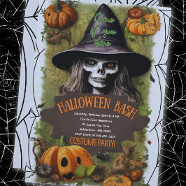 Enge heks Halloween bash kostuum party Kaart