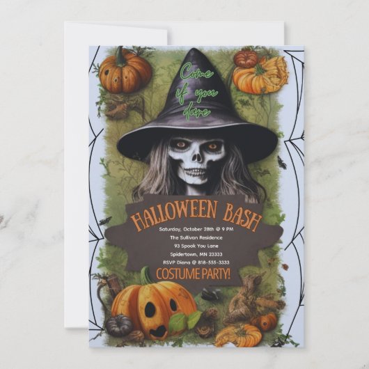 Enge heks Halloween bash kostuum party Kaart (Voorkant)