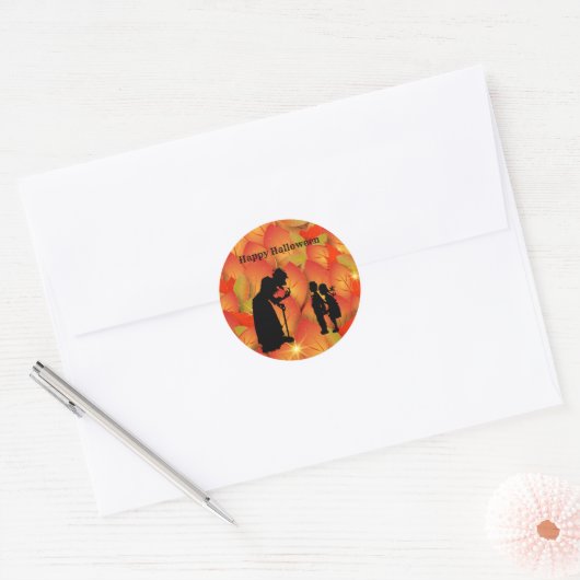 Enge heks Halloween Classic ronde Sticker (Envelop)