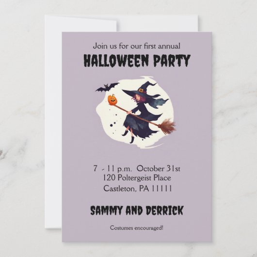 Enge Heks Halloween Feest Uitnodigingen (Voorkant)