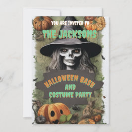 Enge heks Halloween Party Kaart