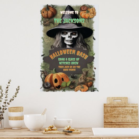 Enge heks Halloween Party Poster (Keuken)