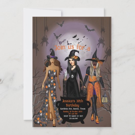 Enge Heksen Halloween Feestje Kaart (Voorkant)