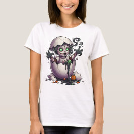 Enge Heksenbaby in Ei – Vrouwen Halloween Horror T-shirt