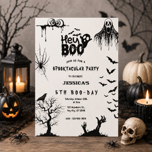 Enge Hey Boo Kinderen Halloween Verjaardagsfeestje Kaart