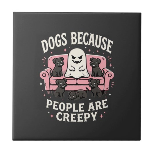 Enge honden met Halloween omdat mensen eng zijn Tegeltje (Voorkant)