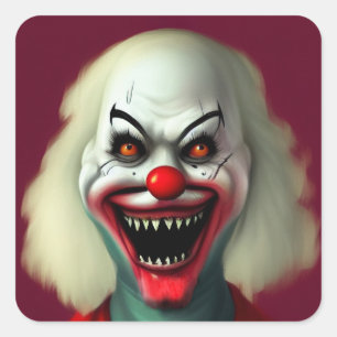 enge horror portret lelijk monster Halloween Vierkante Sticker