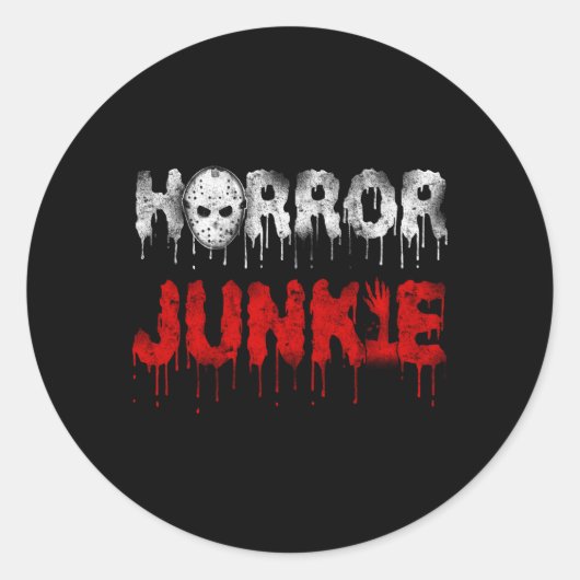 Enge horrorfilm Hockey Junkie Ronde Sticker (Voorkant)