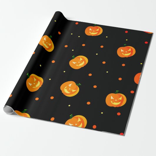 Enge Jack-o'-lantaarn Patroon Halloween Party Cadeaupapier (Uitgerold)