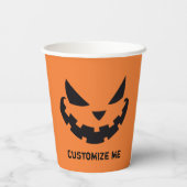 Enge Jack O Lantern Aangepaste Oranje Halloween Fe Papieren Bekers (Achterkant)