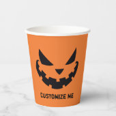 Enge Jack O Lantern Aangepaste Oranje Halloween Fe Papieren Bekers (Voorkant)