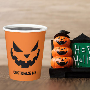 Enge Jack O Lantern Aangepaste Oranje Halloween Fe Papieren Bekers