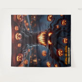 Enge Jack-o'-Lantern Boom Halloween Hangend Wandkleed (Voorkant (horizontaal))