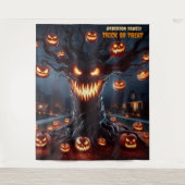 Enge Jack-o'-Lantern Boom Halloween Hangend Wandkleed (Voorkant)
