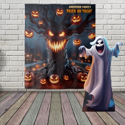 Enge Jack-o'-Lantern Boom Halloween Hangend Wandkleed