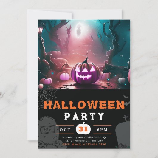Enge Jack-O' Lantern Bos Halloween Kaart (Voorkant)