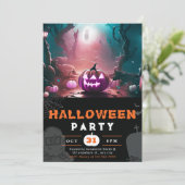 Enge Jack-O' Lantern Forest Halloween Kaart (Staand voorkant)