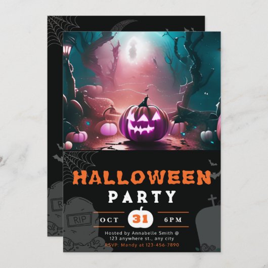 Enge Jack-O' Lantern Forest Halloween Kaart (Voorkant / Achterkant)