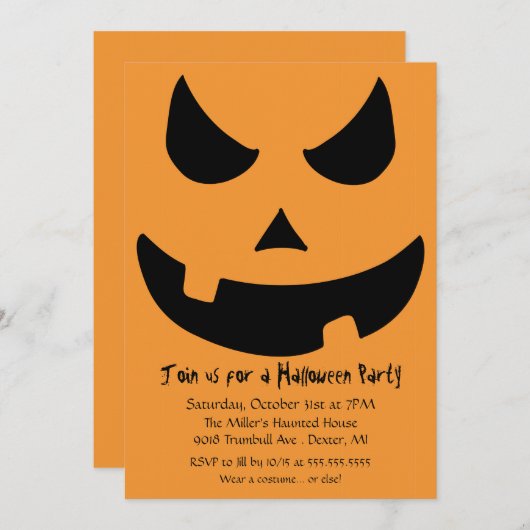 Enge Jack-o-lantern Halloween Pumpkin Party Kaart (Voorkant / Achterkant)