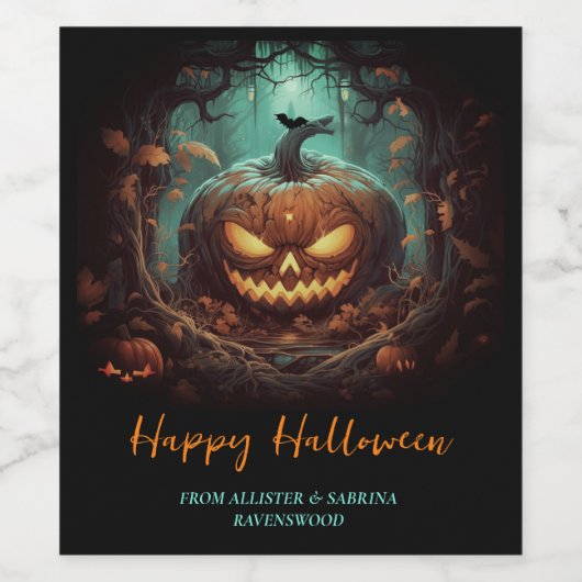Enge Jack O Lantern Halloween Wijn Etiket (Enkel label)