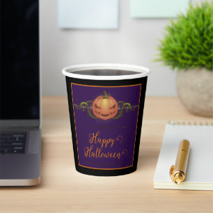 Enge Jack-o-Lantern Halloween Zwart Papieren Bekers