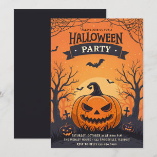 Enge Jack-O-Lantern Kinder Halloween Party Kaart