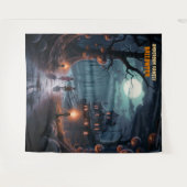 Enge Jack-o'-Lantern Tree Halloween Hanging Wandkleed (Voorkant (horizontaal))