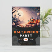 Enge Jack-O' Lantern Volle Maan Halloween Kaart (Staand voorkant)