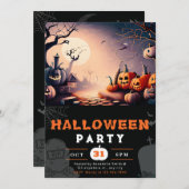 Enge Jack-O' Lantern Volle Maan Halloween Kaart (Voorkant / Achterkant)