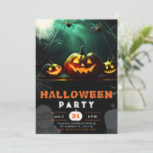 Enge Jack-O' Lantern Volle Maan Halloween Kaart (Staand voorkant)