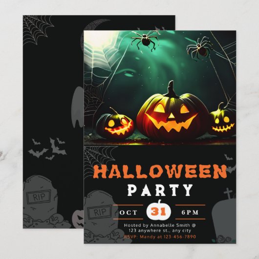 Enge Jack-O' Lantern Volle Maan Halloween Kaart (Voorkant / Achterkant)