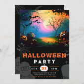 Enge Jack-O' Lantern Volle Maan Halloween Kaart (Voorkant / Achterkant)