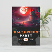 Enge Jack-O' Lantern Volle Maan Halloween Kaart (Staand voorkant)