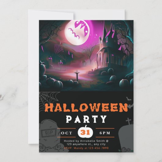 Enge Jack-O' Lantern Volle Maan Halloween Kaart (Voorkant)