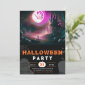 Enge Jack-O' Lantern Volle Maan Halloween Kaart (Staand voorkant)