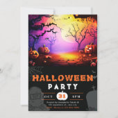 Enge Jack-O' Lantern Volle Maan Halloween Kaart (Voorkant)