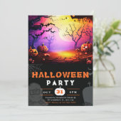 Enge Jack-O' Lantern Volle Maan Halloween Kaart (Staand voorkant)