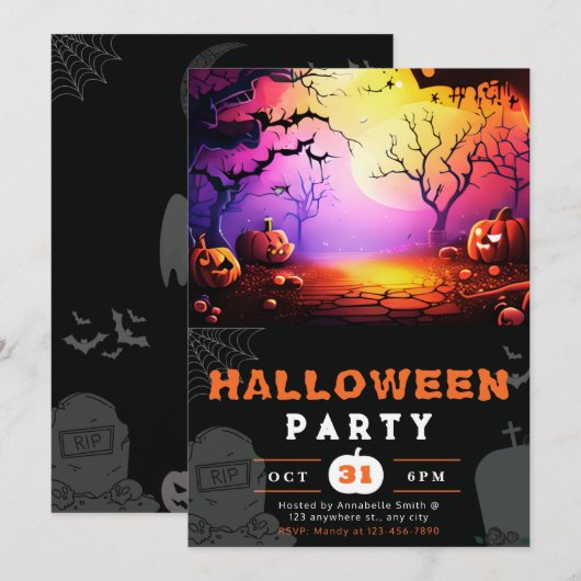 Enge Jack-O' Lantern Volle Maan Halloween Kaart (Voorkant / Achterkant)