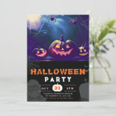 Enge Jack-O' Lantern Volle Maan Halloween Kaart (Staand voorkant)