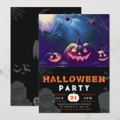 Enge Jack-O' Lantern Volle Maan Halloween Kaart (Voorkant / Achterkant)