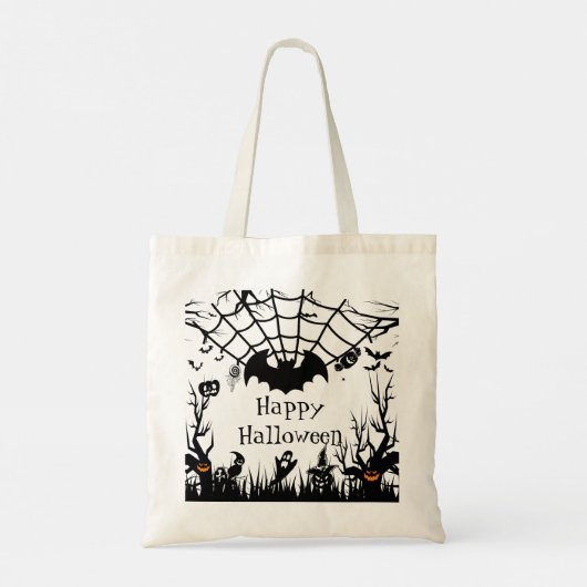 Enge Jack op Lantaarn Halloween Spooky Landschap Tote Bag (Achterkant)