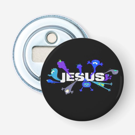 Enge Jezus Nachten Button Flesopener (Voorkant)