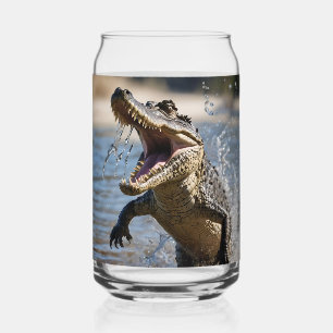 Enge Kaken: Australische Krokodil Springt Blikvorm Glas