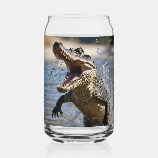 Enge Kaken: Australische Krokodil Springt Blikvorm Glas (Voorkant)