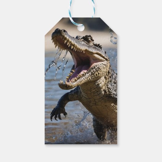 Enge kaken: Australische krokodil springt Cadeaulabel (Achterkant)